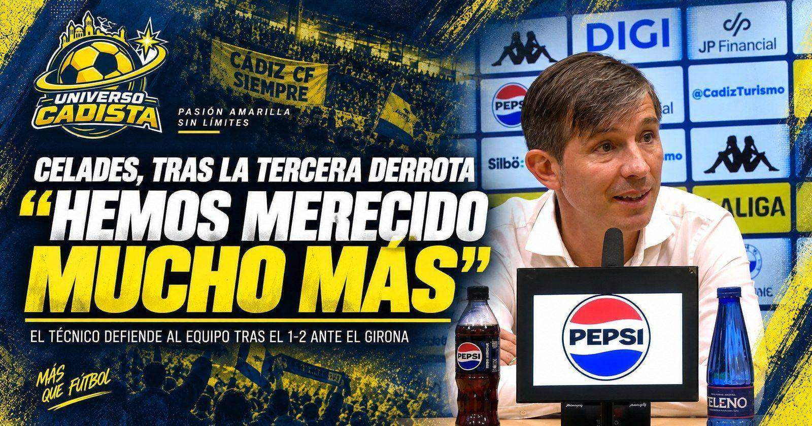 Albert Celades durante la rueda de prensa posterior al Cádiz-Girona