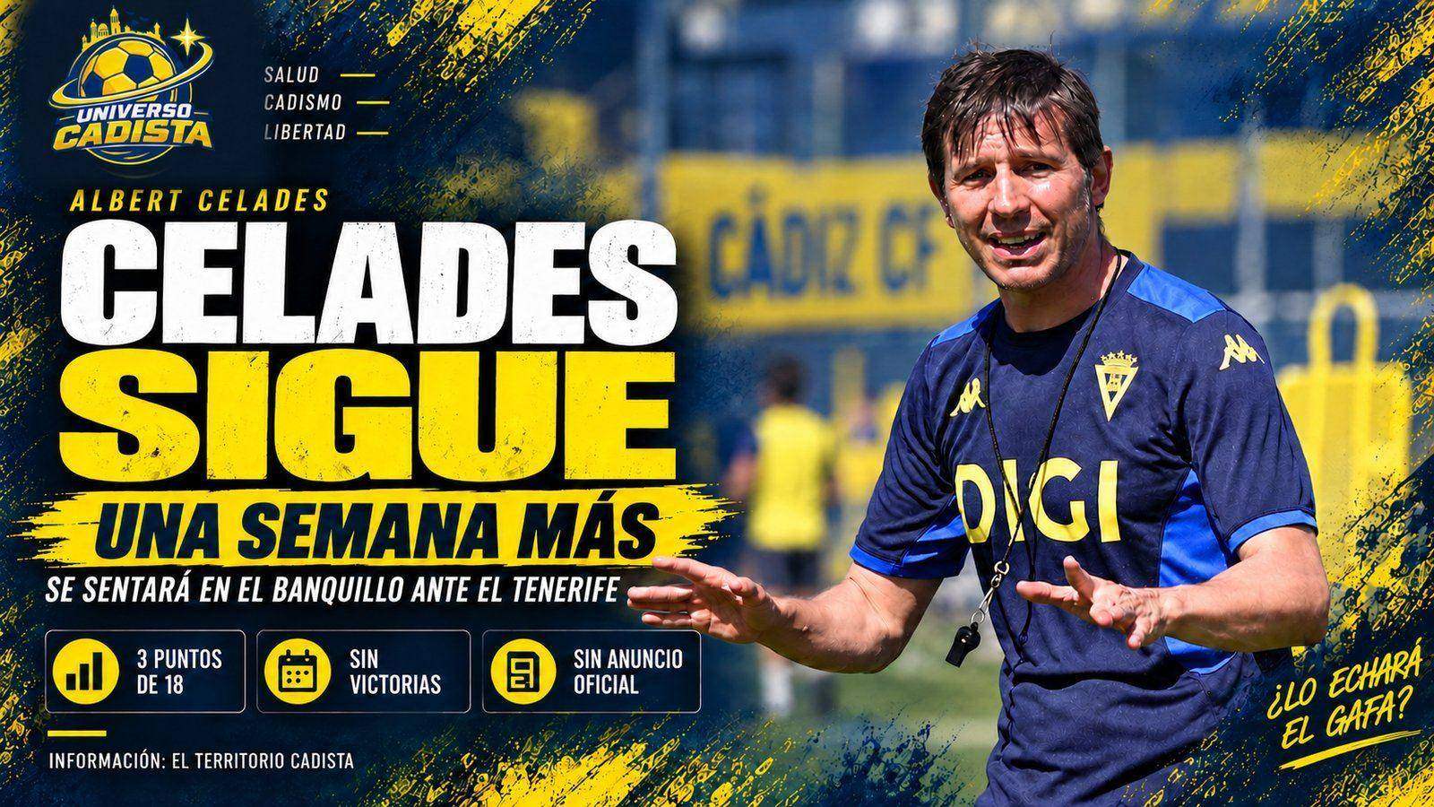 Montaje: Celades sigue una semana más y se sentará en el banquillo ante el Tenerife