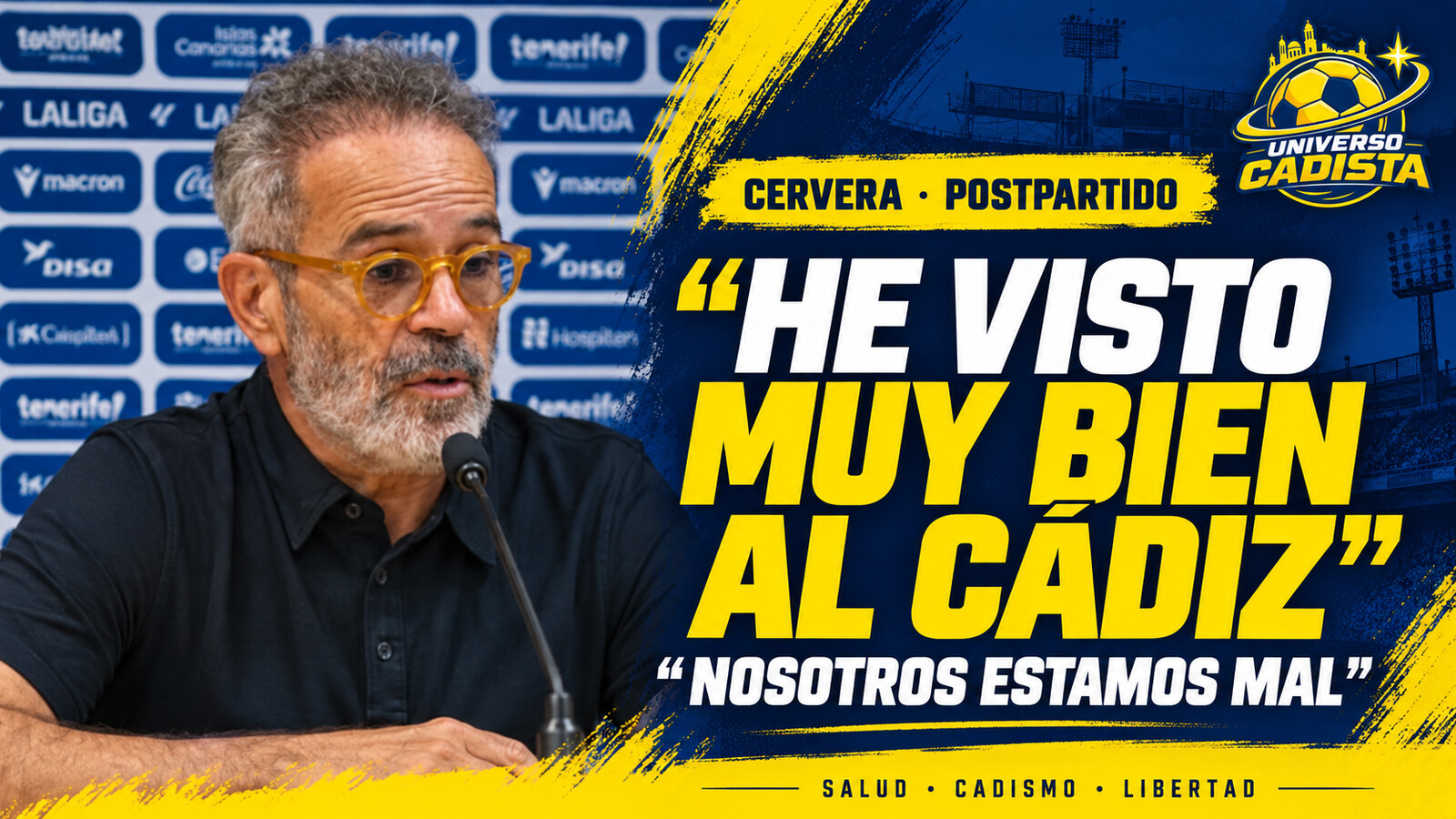 Álvaro Cervera en la rueda de prensa posterior al Tenerife-Cádiz